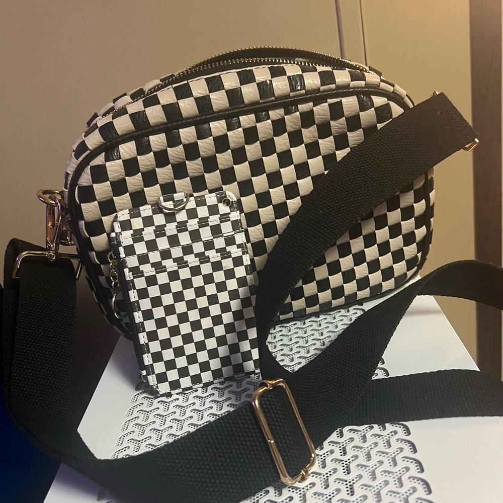 Checkered Black and White Women's Bag
